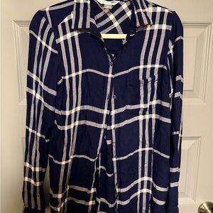 Old Navy Navy and White Plaid Button-Down Shirt